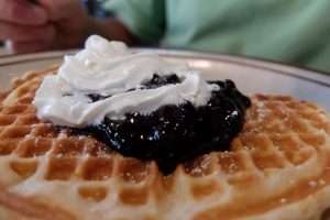 Breakfast waffles with blueberries